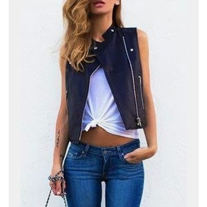 Faux leather vest